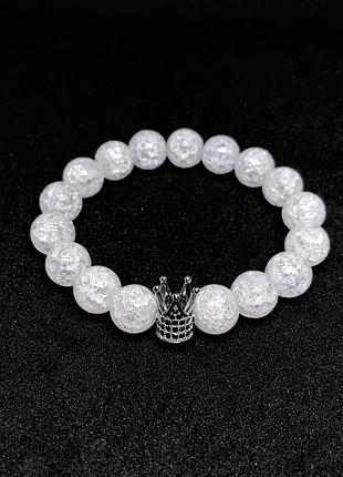Браслет з натурального каміня. браслет з короною