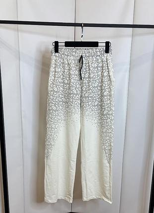 Штани брюки спортивні прогулочні модні тренд лео леопард леопардові камінці білі палаццо мінт рав сого турція туреччина турецькі mint sogo raw