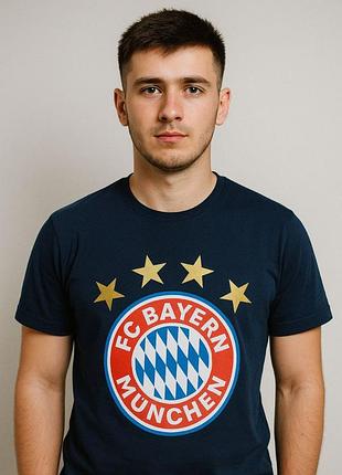 Шикарная хлопковая футболка синего цвета fc bayern munchen, молниеносная отправка