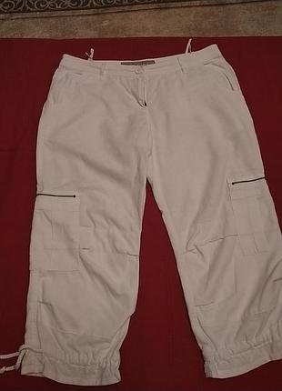 Брючки  саsa blanca - люксового германского бренда лен+ котон, женские, цвет белый р. 40