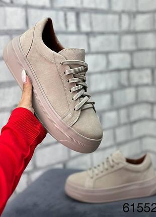 Кеди на потовщеній підошві натуральна замша