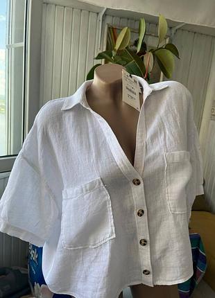 Рубашка свободного кроя из легкого 100% льна