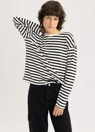 Хлопковый лонгслив в полоску de facto,p. m