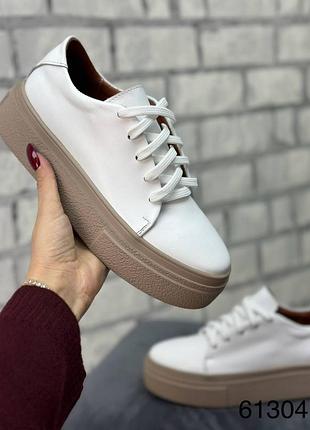 Кеди на потовщеній підошві натуральна шкіра