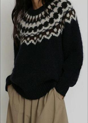 Теплий товстий светр лопатейса Ісландія скандинавія візерунок Етно вовна малюнок ручна робота безшовний nord