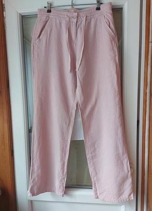 Нежно- розовые брюки из смеси льна и вискозы от next