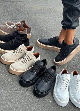 Кеди на потовщеній підошві натуральна шкіра/замша