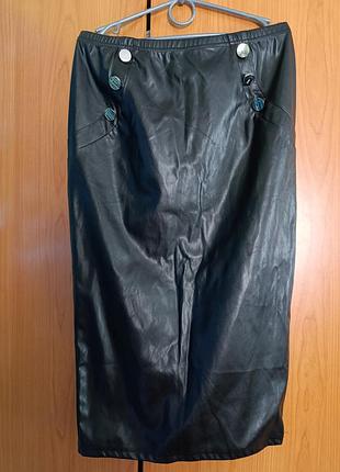 Стильная юбка-миди из эко кожи большого размера