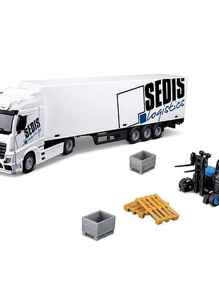 Игровой набор – фура mercedes-benz actros c погрузчиком