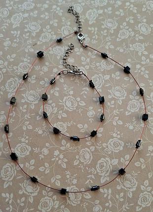 Лот украшен гематит ручн раб комплект чокер браслет колье