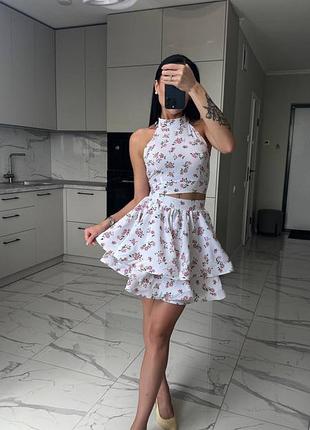 Костюм топ и двухслойная юбка