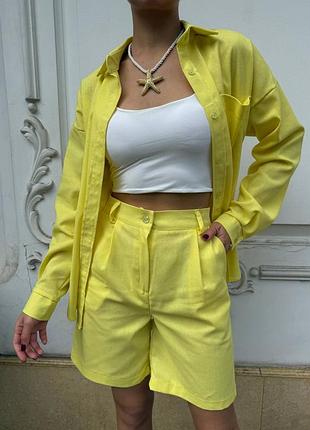 Костюм женский из льна рубашка + шорты 0479 i
