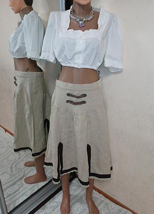 Юбка женская, баварская, винтажная, 100% лен.