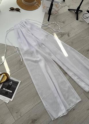 Женские летние прозрачные шифоновые брюки брюки с шортиками шортами палаццо широкие свободного кроя легкие