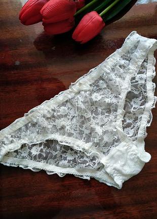 Круговые ажурные кремовые трусики, eur 38/40