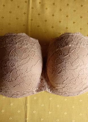 Бюстгалтер балконет кружевной на поролоне, без бретелей, m&amp;s 85b фактически на 85d