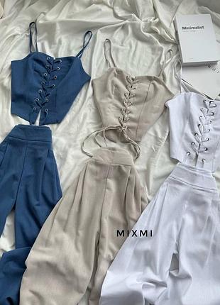 Жіночий льняний стильний костюм