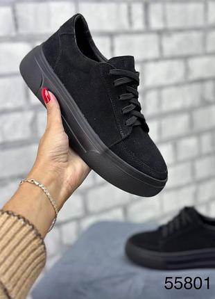 Кеди на потовщеній підошві натуральна замша