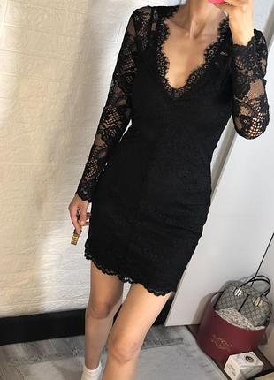 Кружевное платье гипюр мини черное мини платье роскошное мини