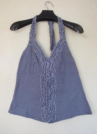 Майка топ из коттона с завязкой на шее и рюшами от papaya