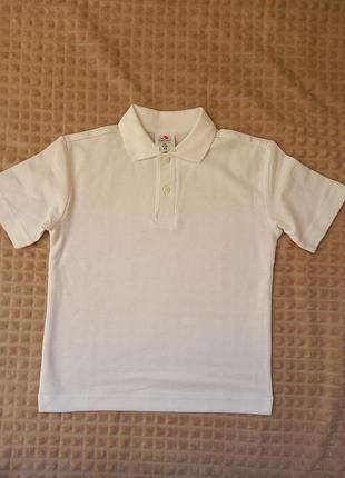 Футболка біла базова дитяча літня нарядна поло з комірцем сорочка рубашка на хлопчика дівчинк