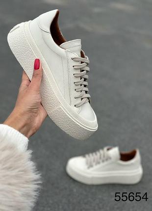 Кеди на потовщеній підошві натуральна замша/шкіра