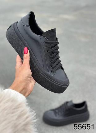 Кеди на потовщеній підошві натуральна шкіра