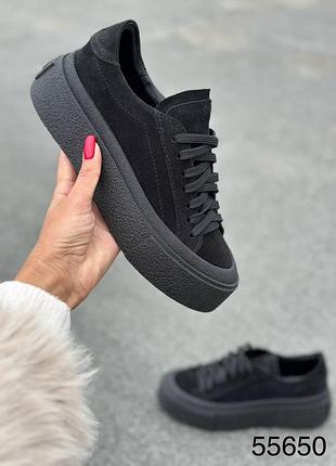 Кеди на потовщеній підошві натуральна замша