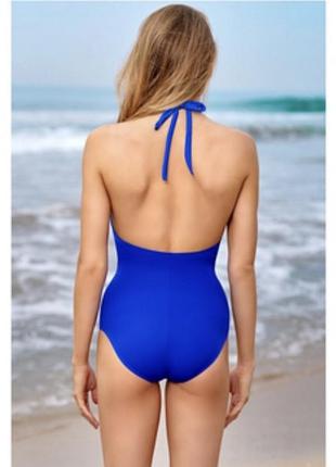 Якісний базовий суцільний купальник синій 38/40