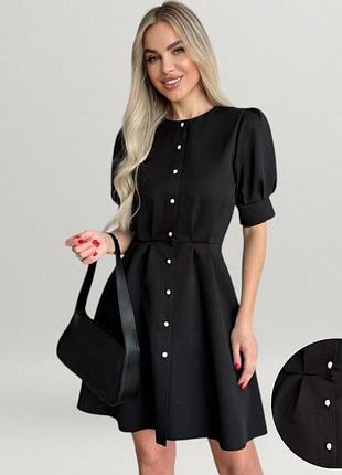 Платье женское мини приталенное с рукавами фонариками платье праздничное романтичное элегантное ретро черная