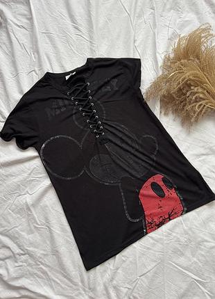 Майка удлиненная с шнуровкой