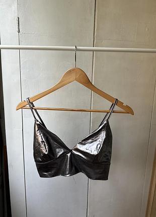 Металік кроп топ stradivarius