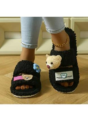 Креативні капці ведмедики 41 розмір 26 см хутро мишки медведь тедди тапочки мех тапки