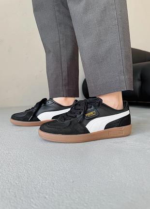Женские кроссовки puma palermo leather black/gray/gum