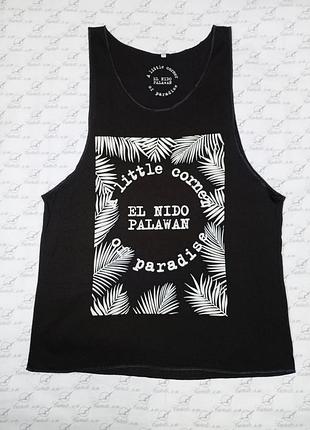 Мужская майка безрукавка с глубокими вырезами с принтом размер xl