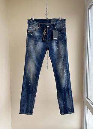 Чоловічі завужені джинси з потертостями dsquared2 icon slim jean distressed denim jeans 48 32x32