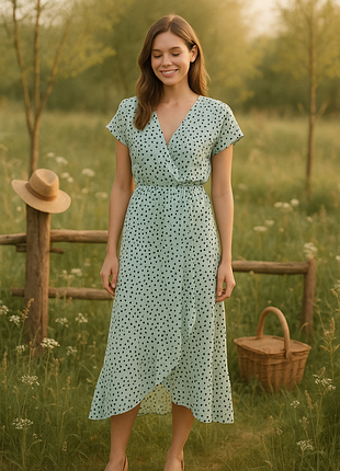 Довга сукня в горох