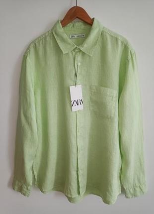 Чоловіча лляна сорочка zara, розмір m новинка!!, 100% льон