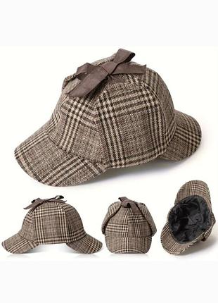 Шапка шерлока холмса детектив сищик шерлок холмс карнавальний маскарадний костюм карнавальный нишпорка сыщик