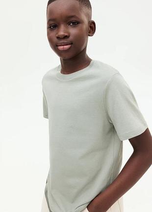 Футболка h&m однотонна сіро-зелена