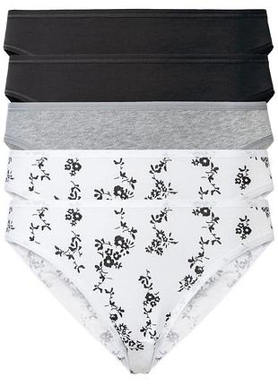 Трусики-слип набор 5 шт хлопковые для женщины esmara lycra® 371430 черно-белый