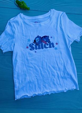 Нова футболка стіч біла у рубчик