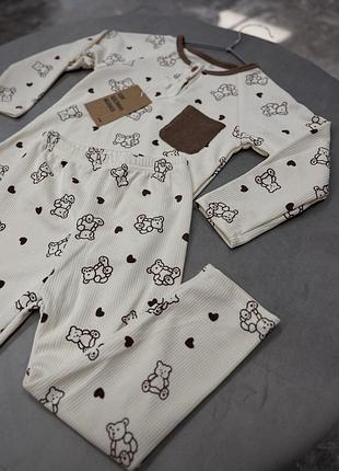 Дитяча піжама в рубчик з ведмедиками