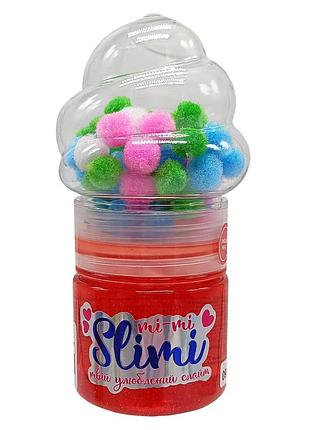 Игрушка-антистресс слайм mi-mi slimi 71827st(red) с помпонами