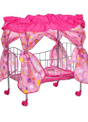 Детская игровая кровать для куклы 9350/015-2 железная с балдахином