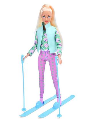 Дитяча лялька "лижниця" 8520(turquoise) бірюзовий, шарнірна 29 см