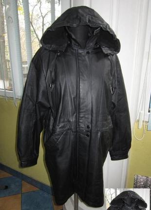 Велика утеплена жіноча шкіряна куртка з капюшоном canda. голландія. 58р. лот 9752 фото