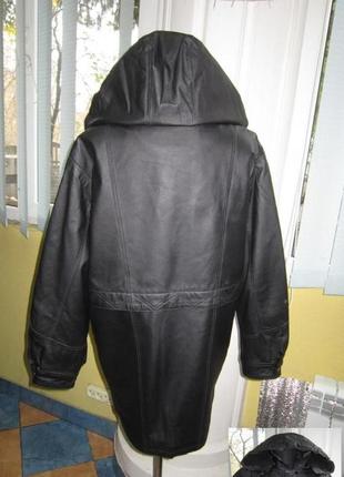 Велика утеплена жіноча шкіряна куртка з капюшоном canda. голландія. 58р. лот 9753 фото