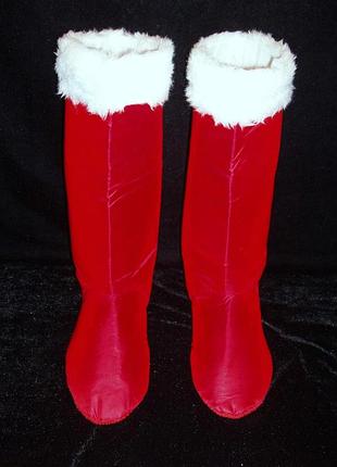 Сапоги св. николая/д. мороза/герои красно-алые высокие (р-р 45-46) войлочная подошва