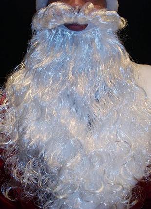 Борода белая 40 см 70 г св. николая/санта клауса/деда мороза/старца/колдуна - властная